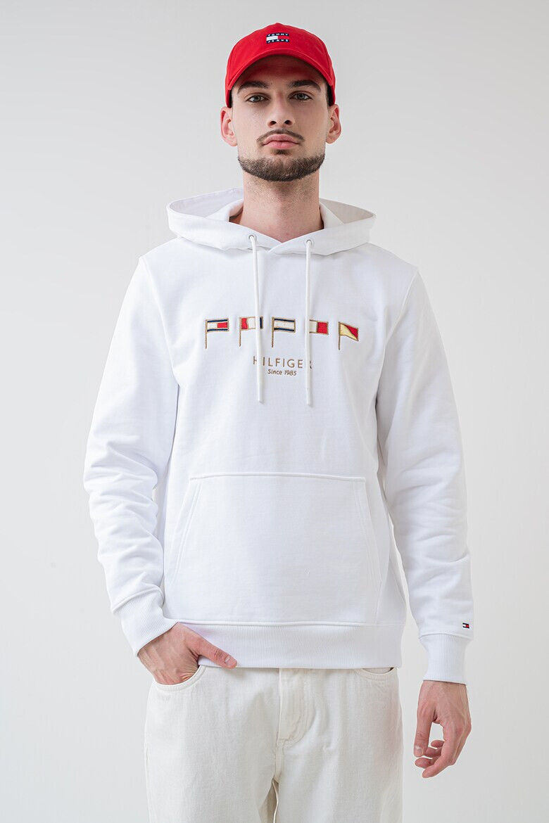 Tommy Hilfiger Памучно худи с лого - Бял - Pepit.bg
