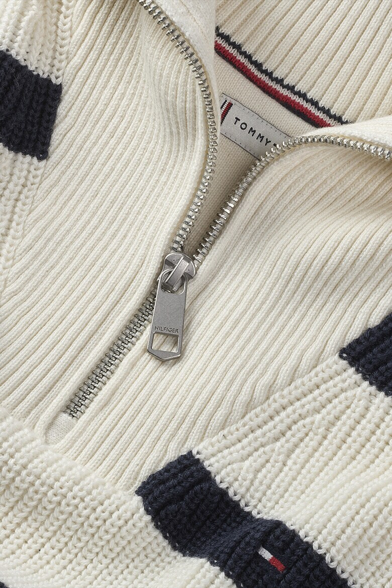 Tommy Hilfiger Раиран пуловер с къс цип - Pepit.bg