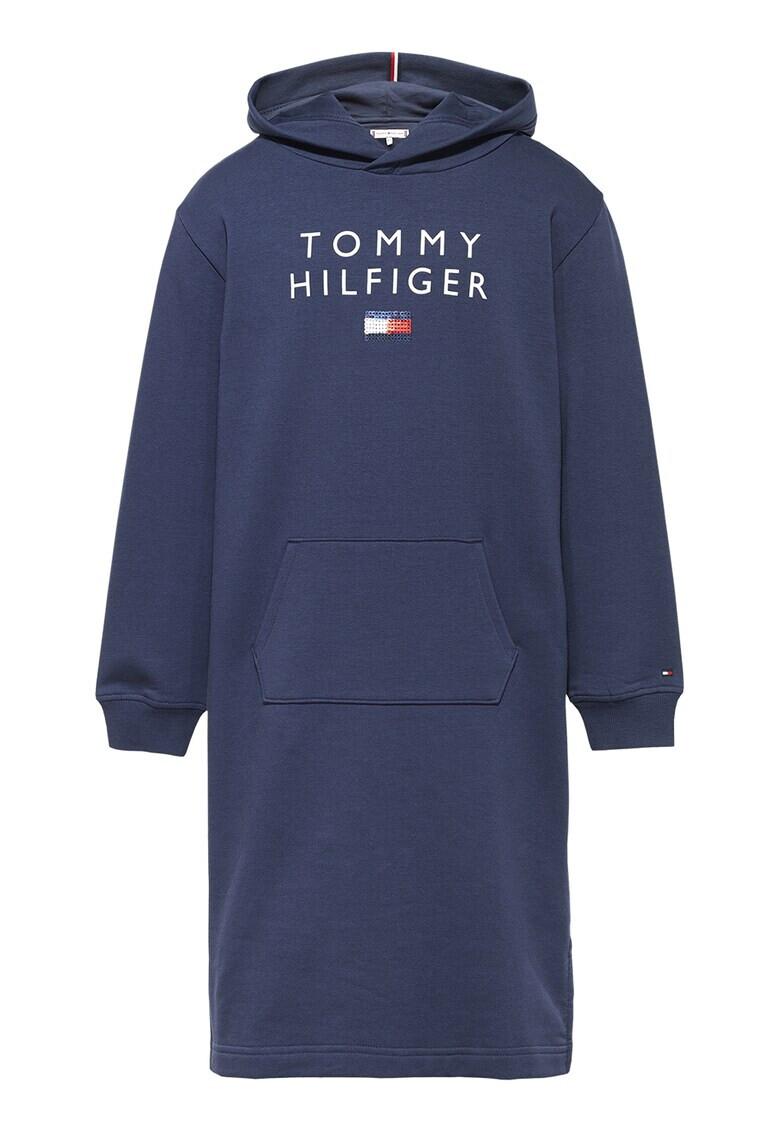 Tommy Hilfiger Рокля с органичен памук качулка и лого - Pepit.bg