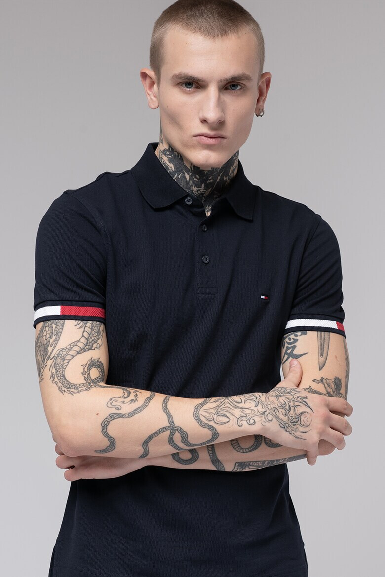 Tommy Hilfiger Слим тениска с яка - Pepit.bg