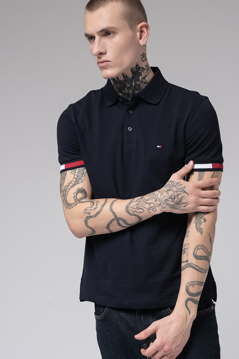 Tommy Hilfiger Слим тениска с яка - Pepit.bg