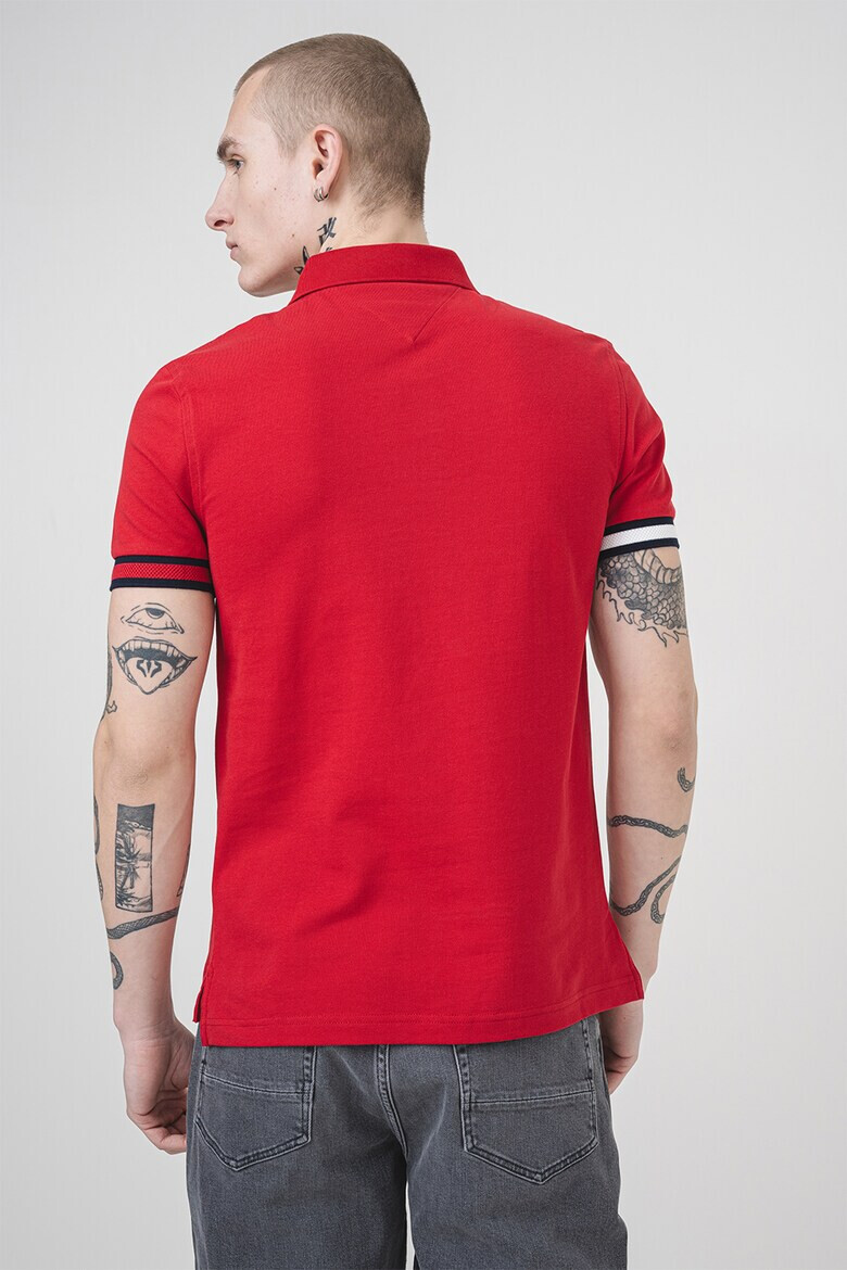 Tommy Hilfiger Слим тениска с яка - Червен - Pepit.bg