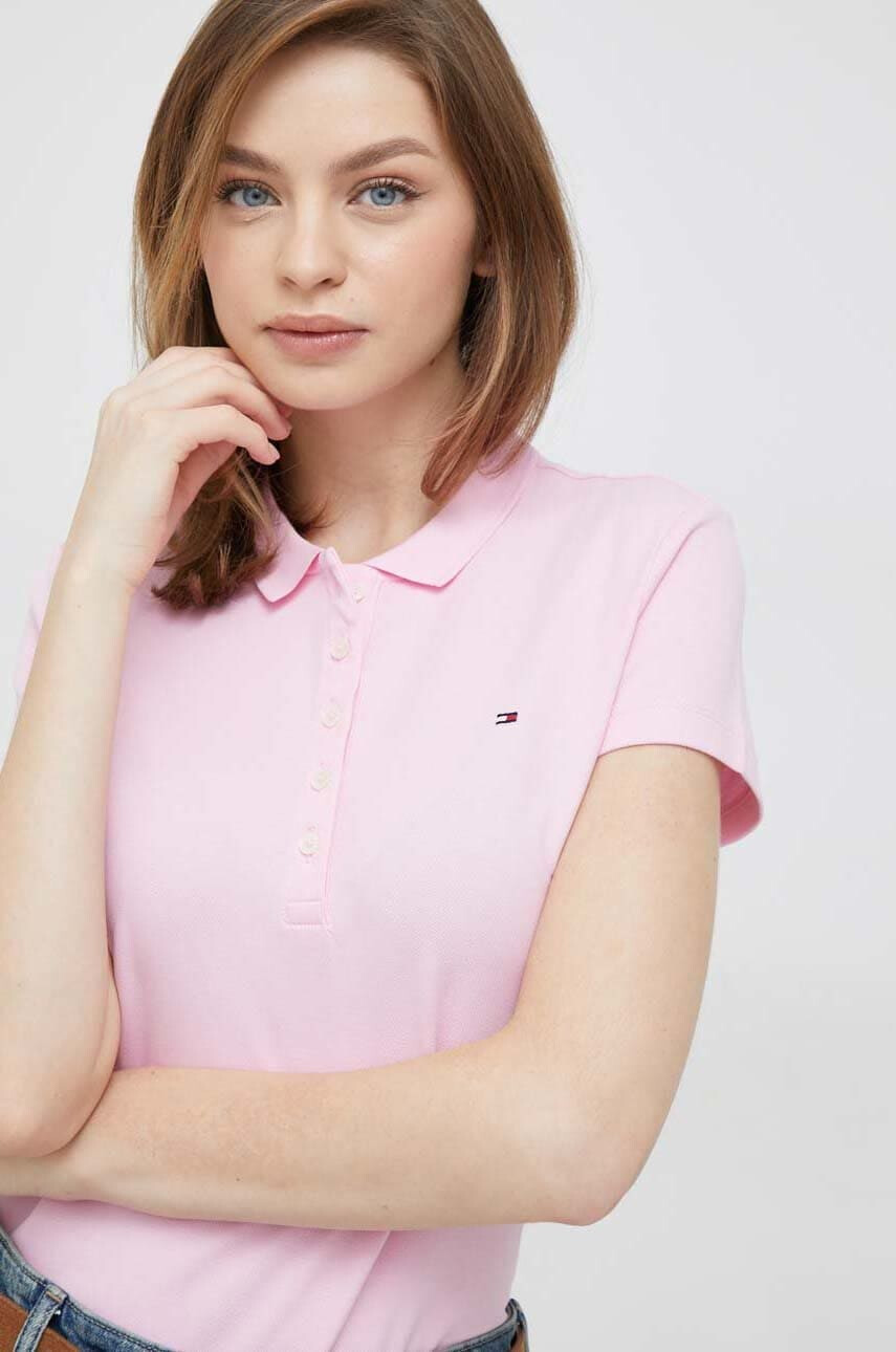 Tommy Hilfiger Стандартна тениска с яка и лого - Бял - Pepit.bg