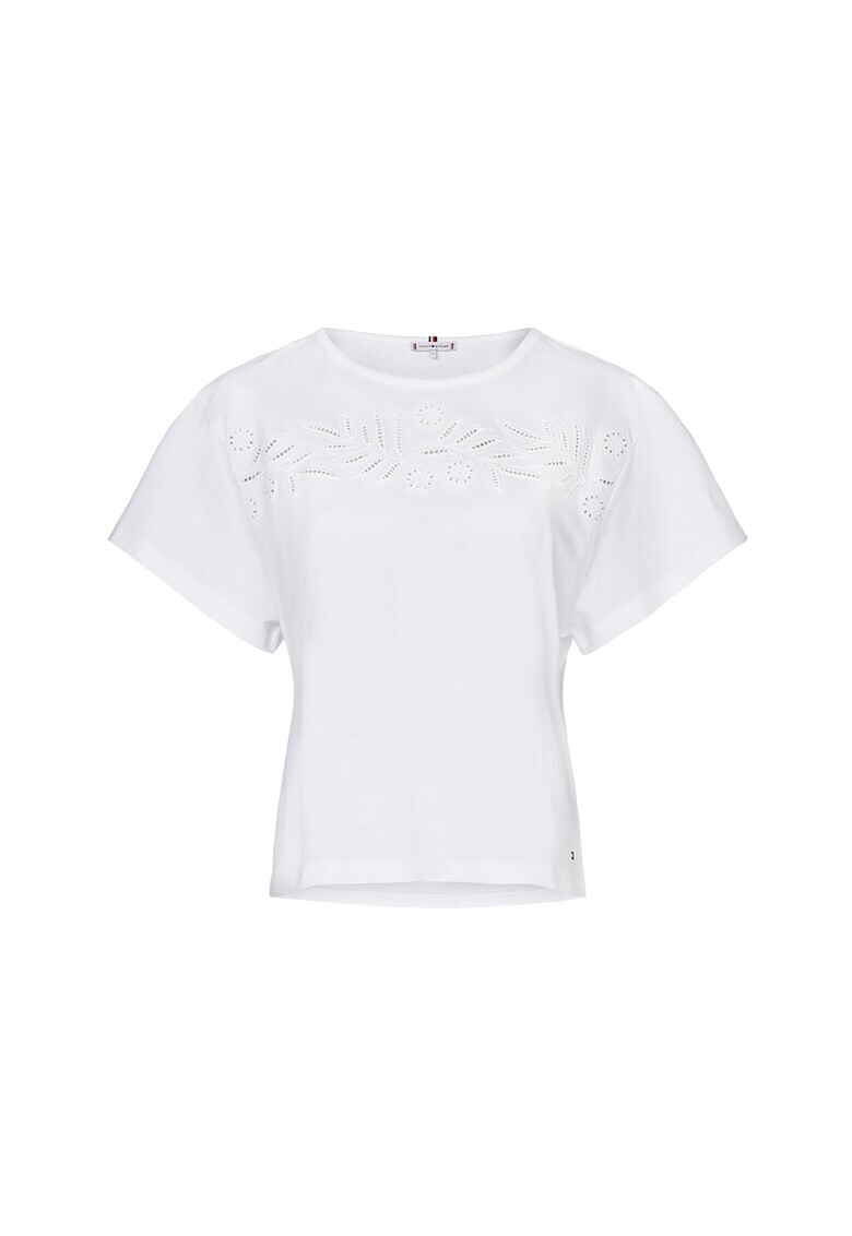 Tommy Hilfiger Тениска с модал и бродерии - Pepit.bg