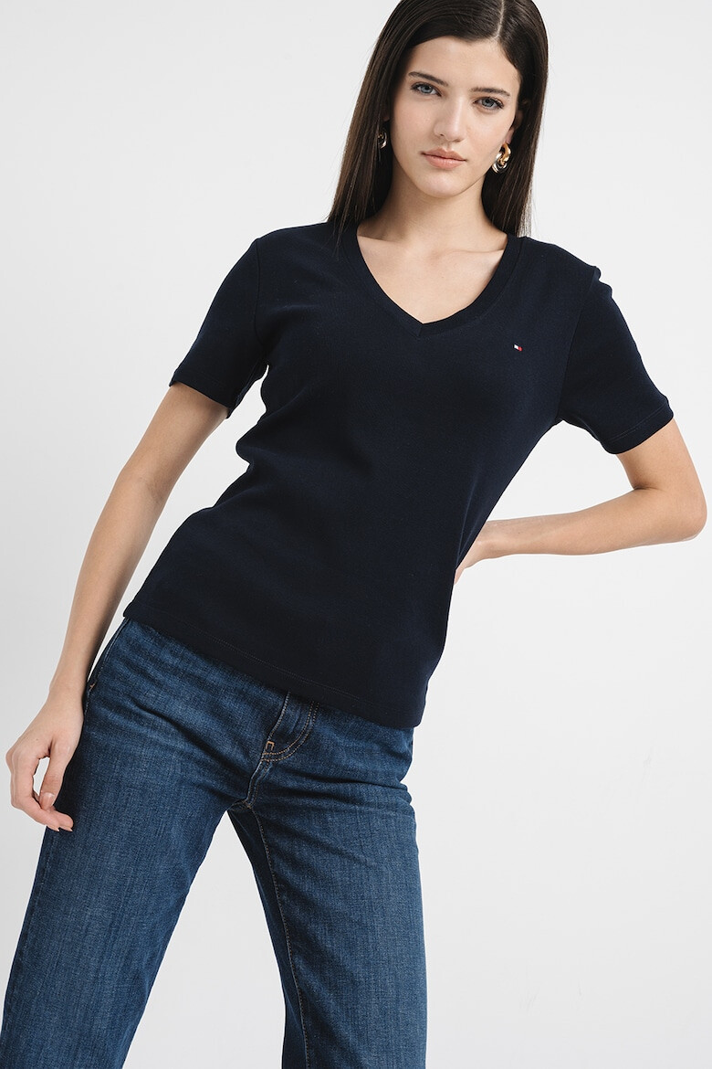 Tommy Hilfiger Слим тениска Cody с шпиц - Тъмносин - Pepit.bg