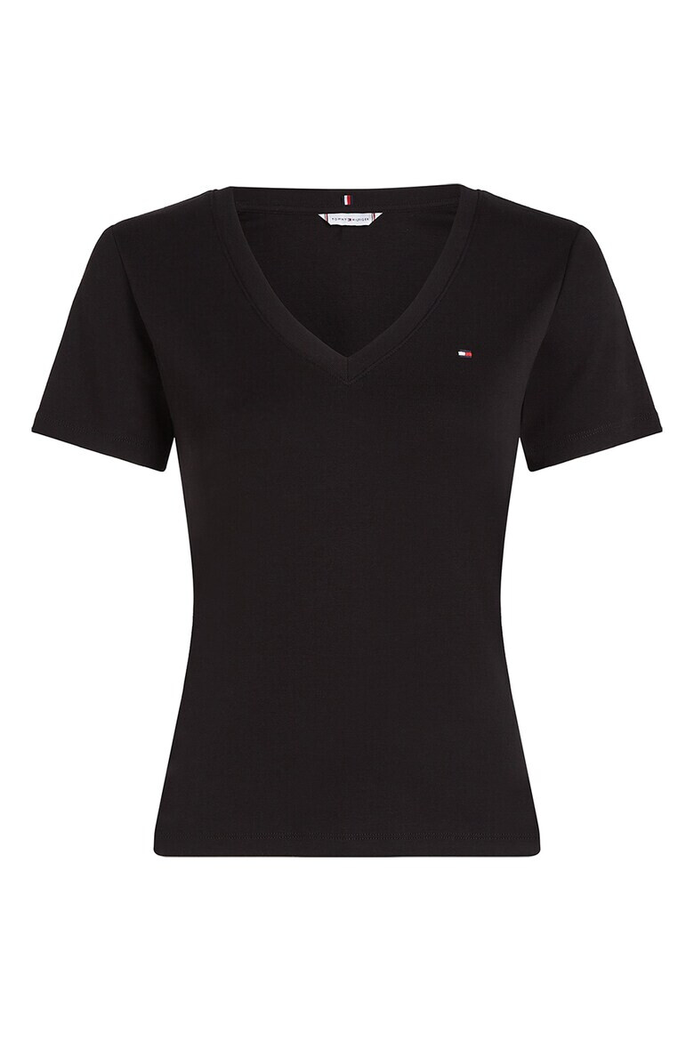 Tommy Hilfiger Слим тениска Cody с шпиц - Черен - Pepit.bg