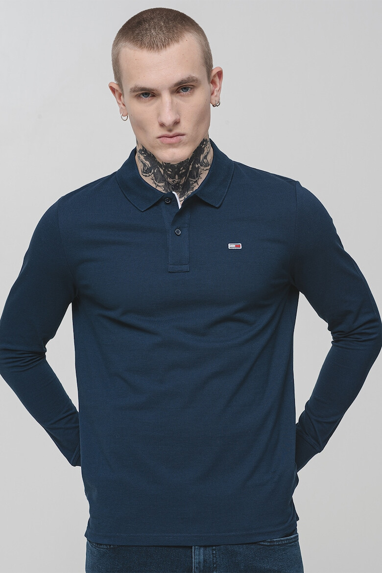 Tommy Jeans Блуза с яка - Тъмносин - Pepit.bg