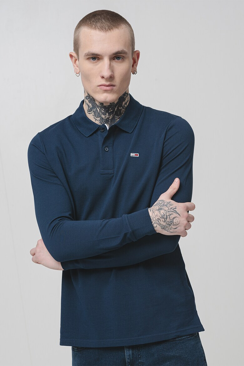 Tommy Jeans Блуза с яка - Тъмносин - Pepit.bg