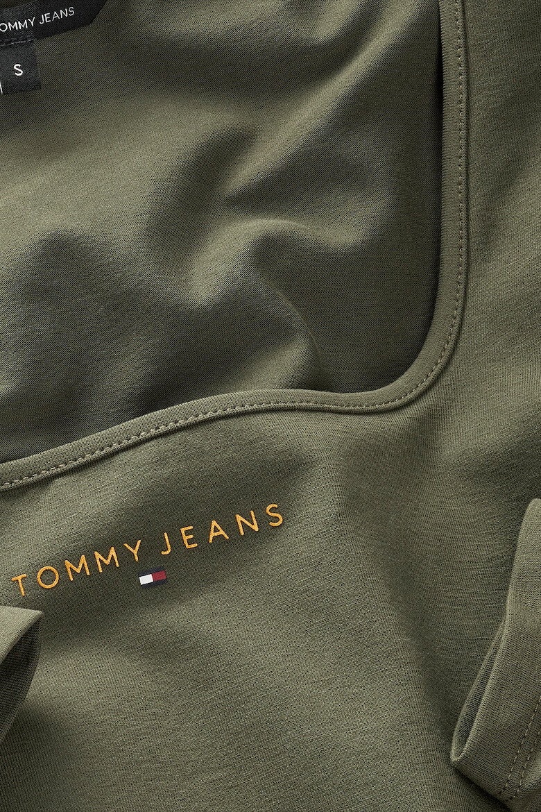 Tommy Jeans Блуза с памук - квадратно деколте и лого - Pepit.bg