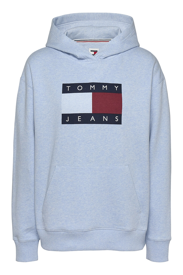 Tommy Jeans Худи с лого и джоб кенгуру - Ледено синьо - Pepit.bg