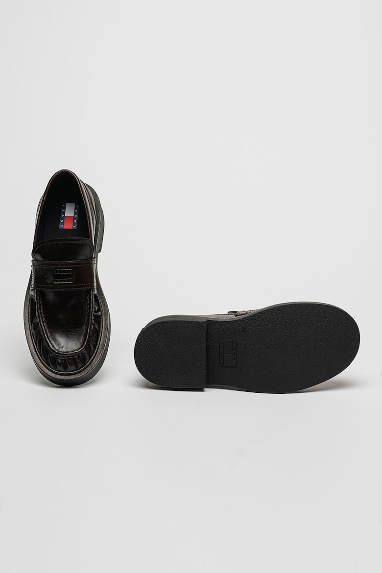 Tommy Jeans Кожени мокасини с ток - Тъмнокафяв - Pepit.bg