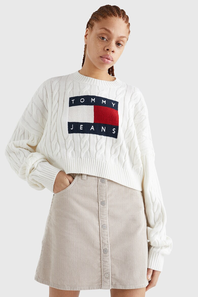 Tommy Jeans Къс пуловер с плетка осморка - Pepit.bg