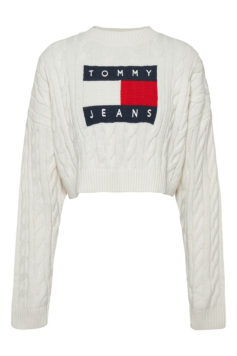 Tommy Jeans Къс пуловер с плетка осморка - Pepit.bg