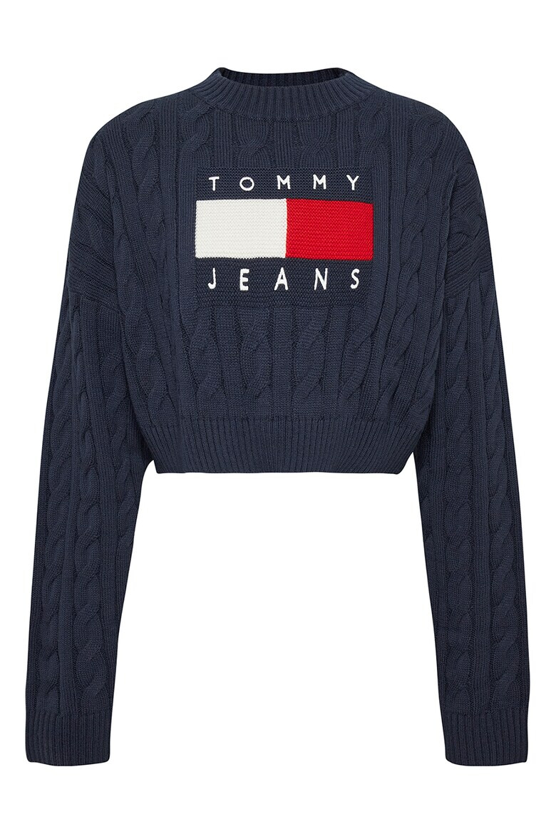 Tommy Jeans Къс пуловер с плетка осморка - Pepit.bg
