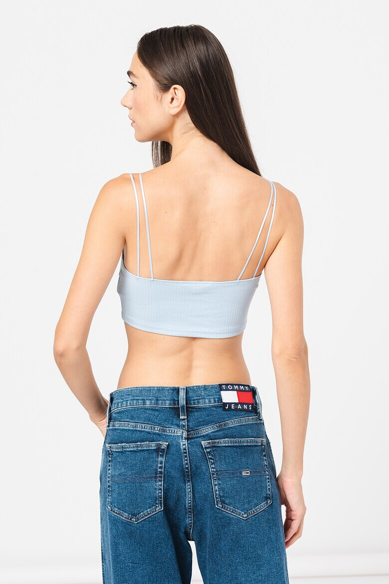 Tommy Jeans Къс рипсен топ с лого - Pepit.bg