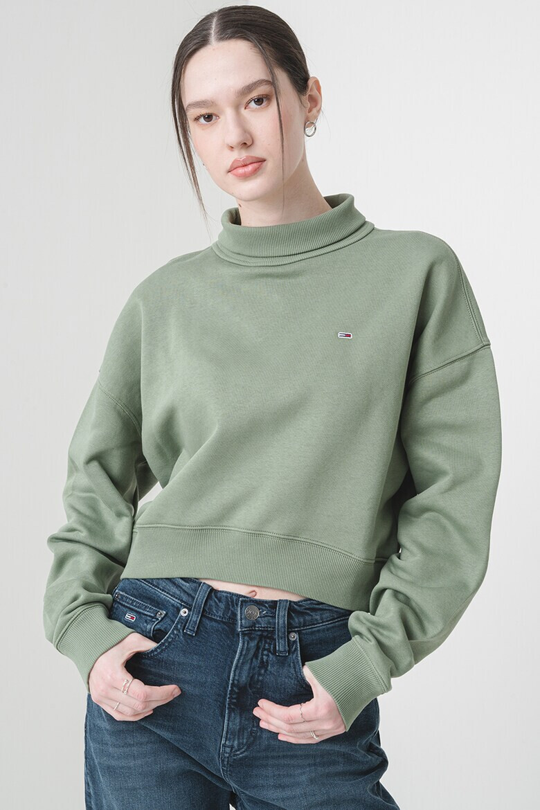 Tommy Jeans Къс суитшърт с поло - Pepit.bg