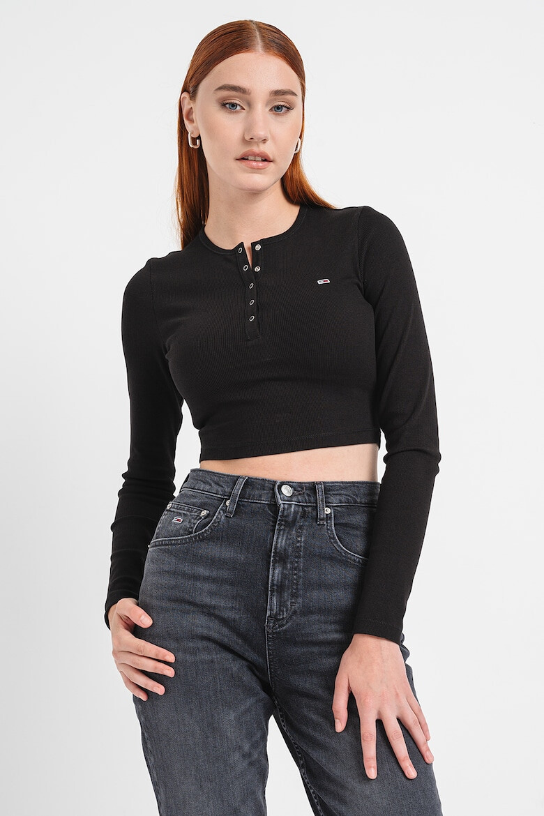 Tommy Jeans Къса блуза Henley - Pepit.bg