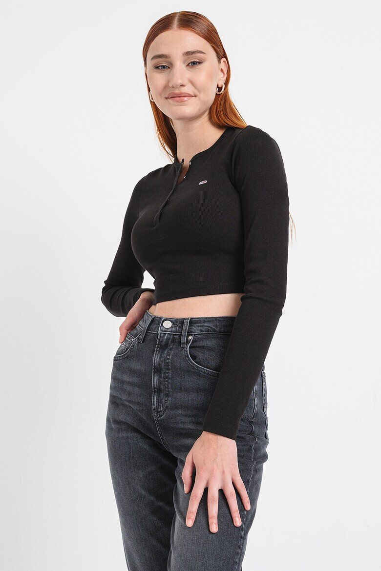 Tommy Jeans Къса блуза Henley - Pepit.bg