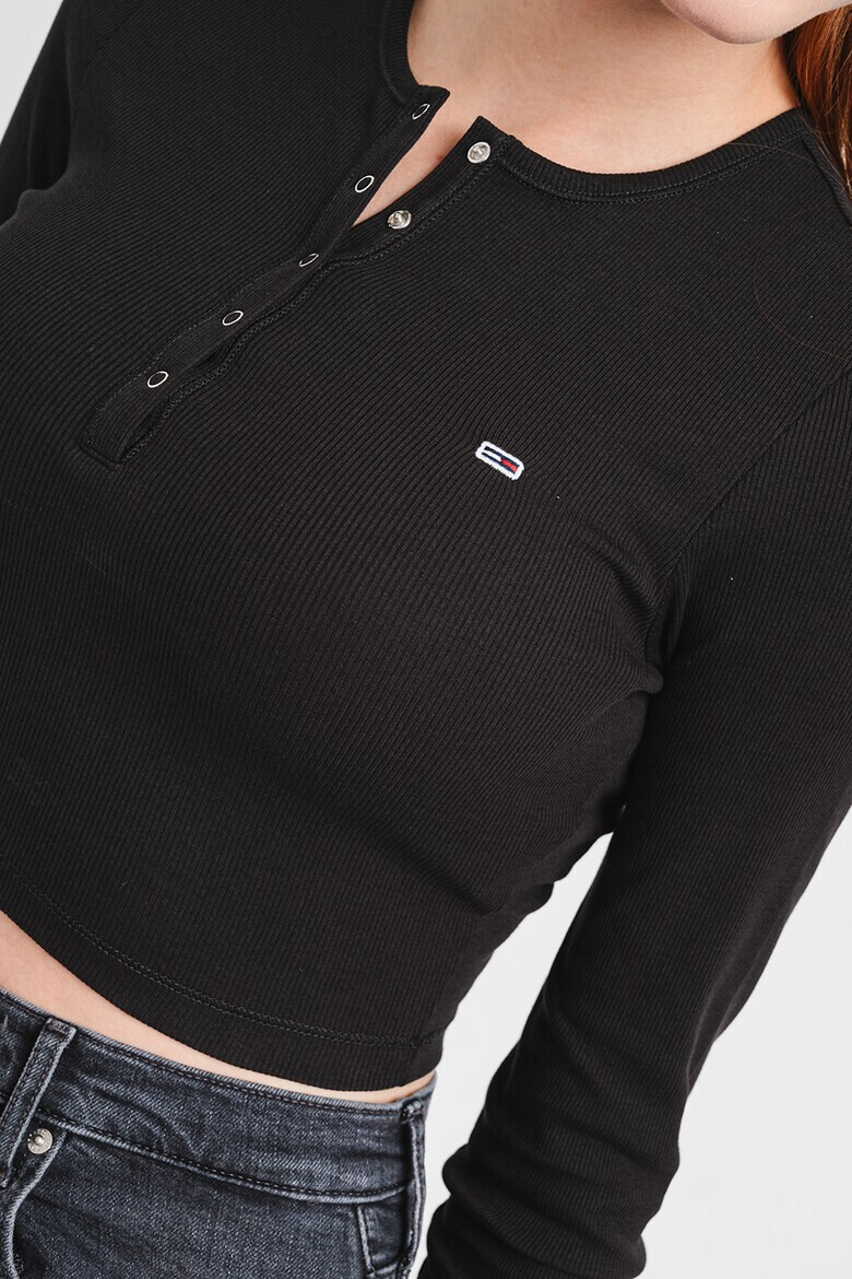 Tommy Jeans Къса блуза Henley - Pepit.bg