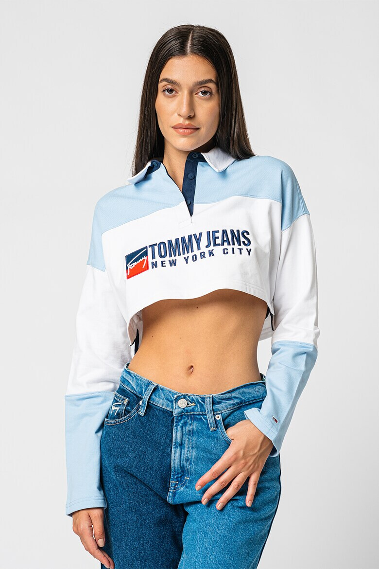 Tommy Jeans Къса блуза с яка и лого - Pepit.bg