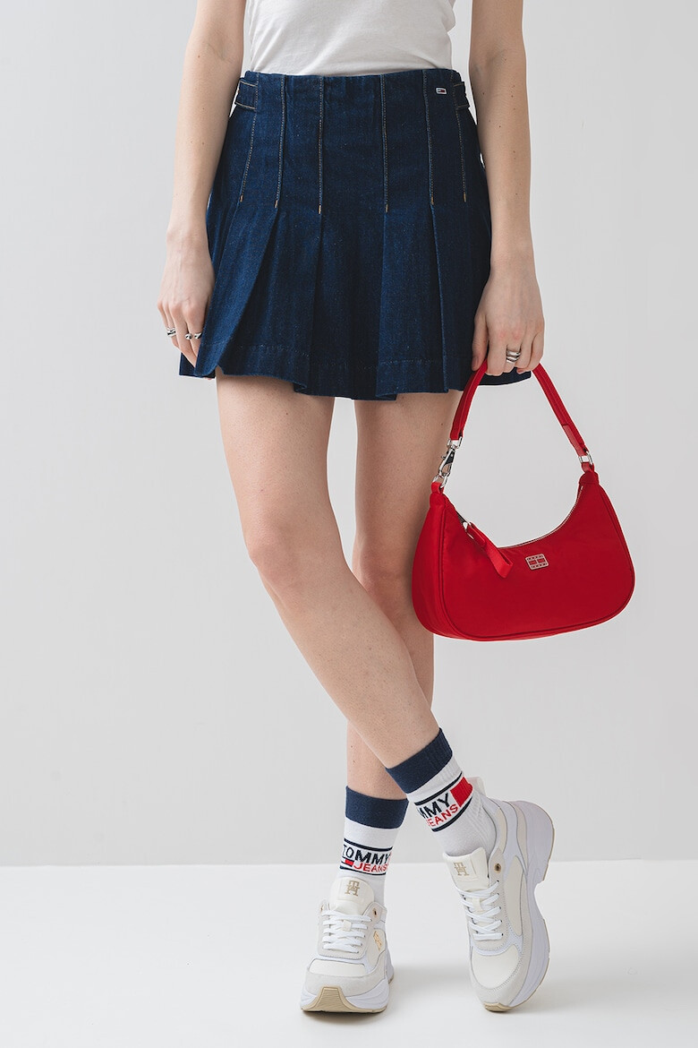 Tommy Jeans Къса дънкова пола с лого - Индигово синьо - Pepit.bg
