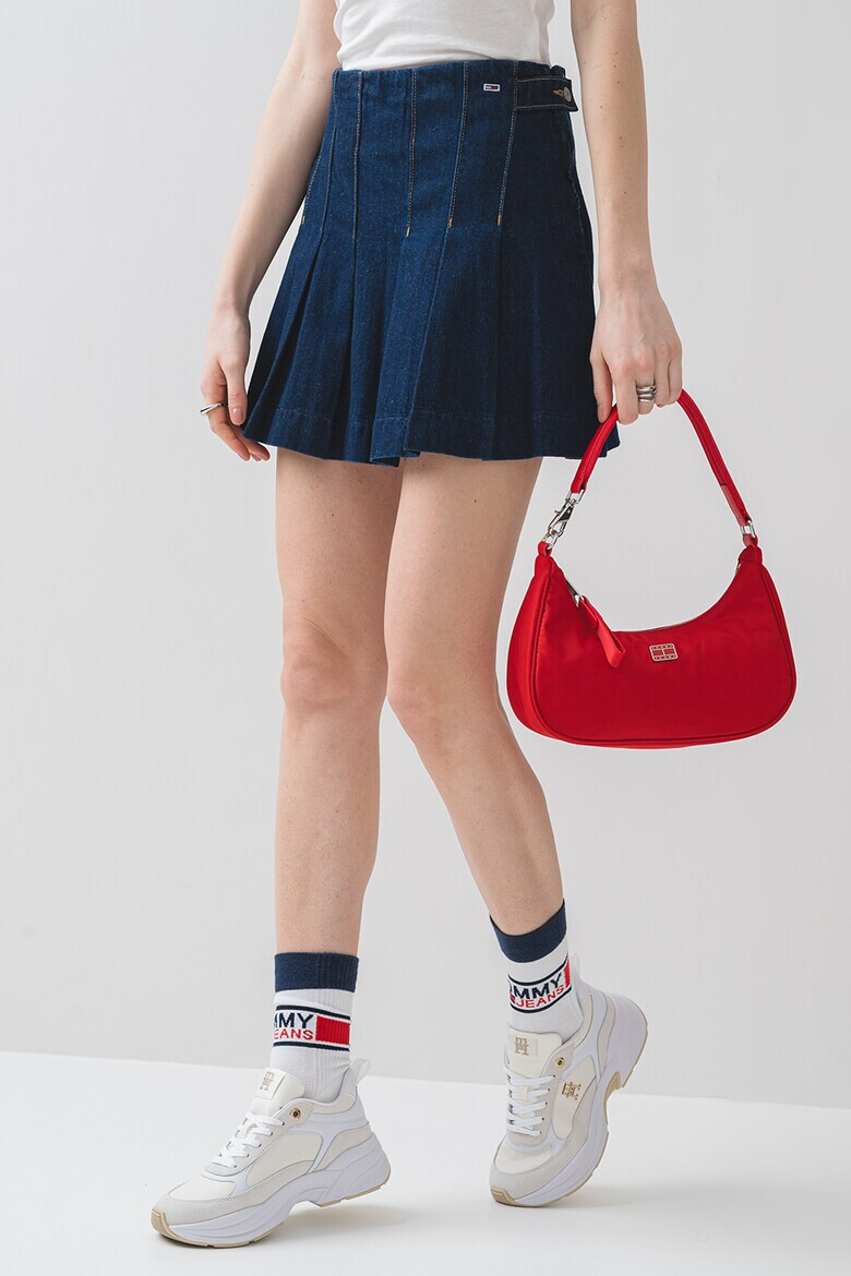 Tommy Jeans Къса дънкова пола с лого - Индигово синьо - Pepit.bg