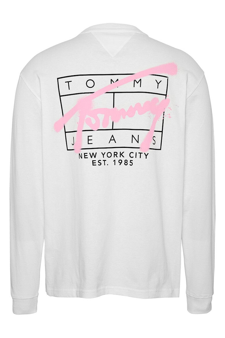 Tommy Jeans Памучна блуза с овално деколте и лого - Pepit.bg