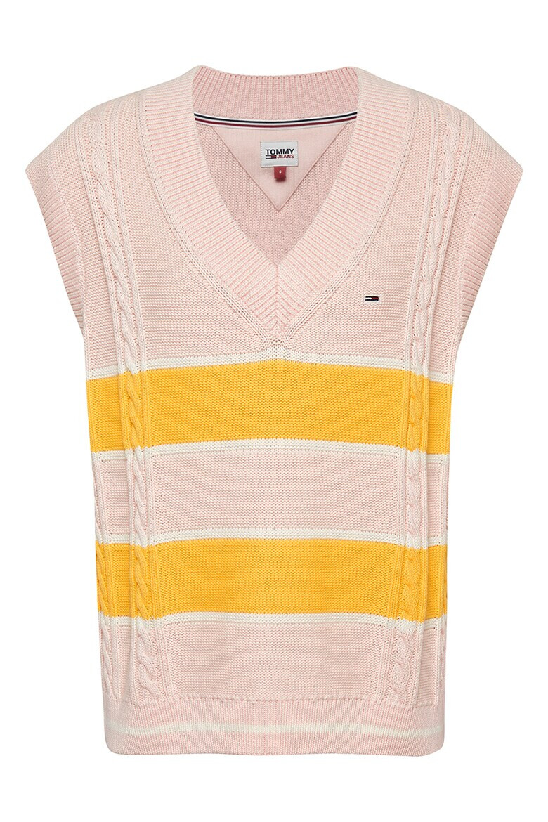 Tommy Jeans Плетен елек с шпиц - Pepit.bg
