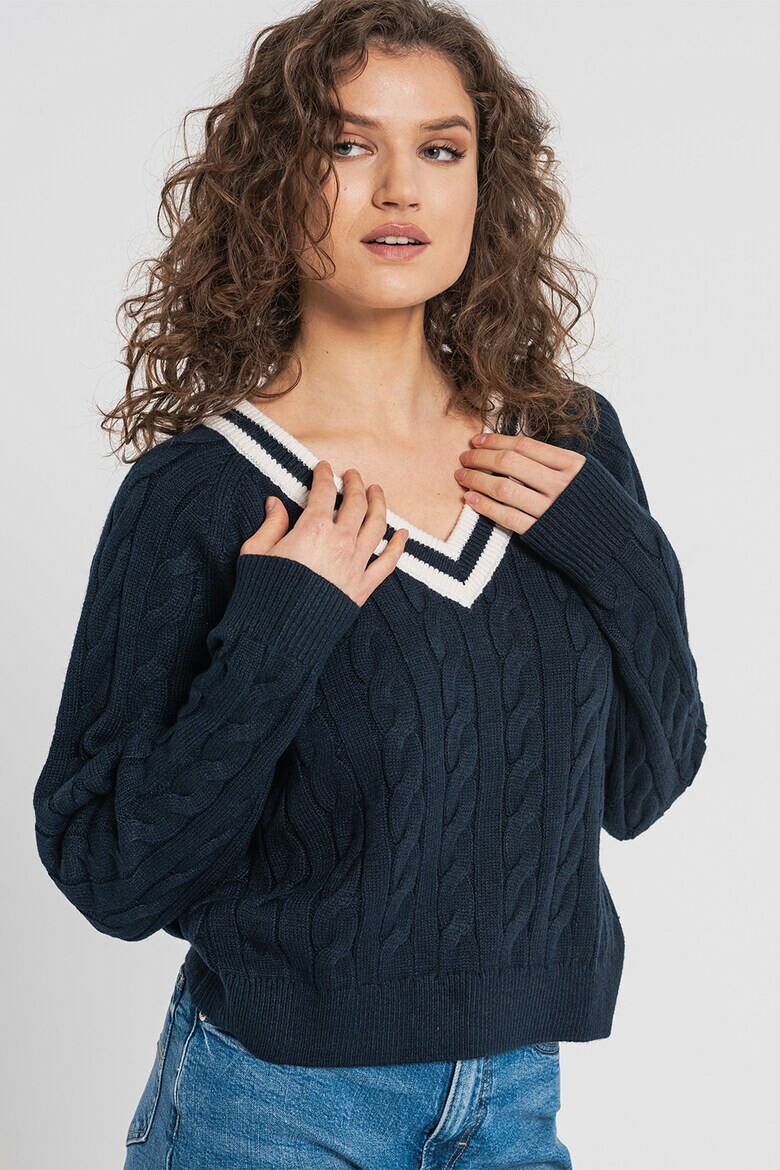 Tommy Jeans Плетен пуловер с шпиц - Pepit.bg