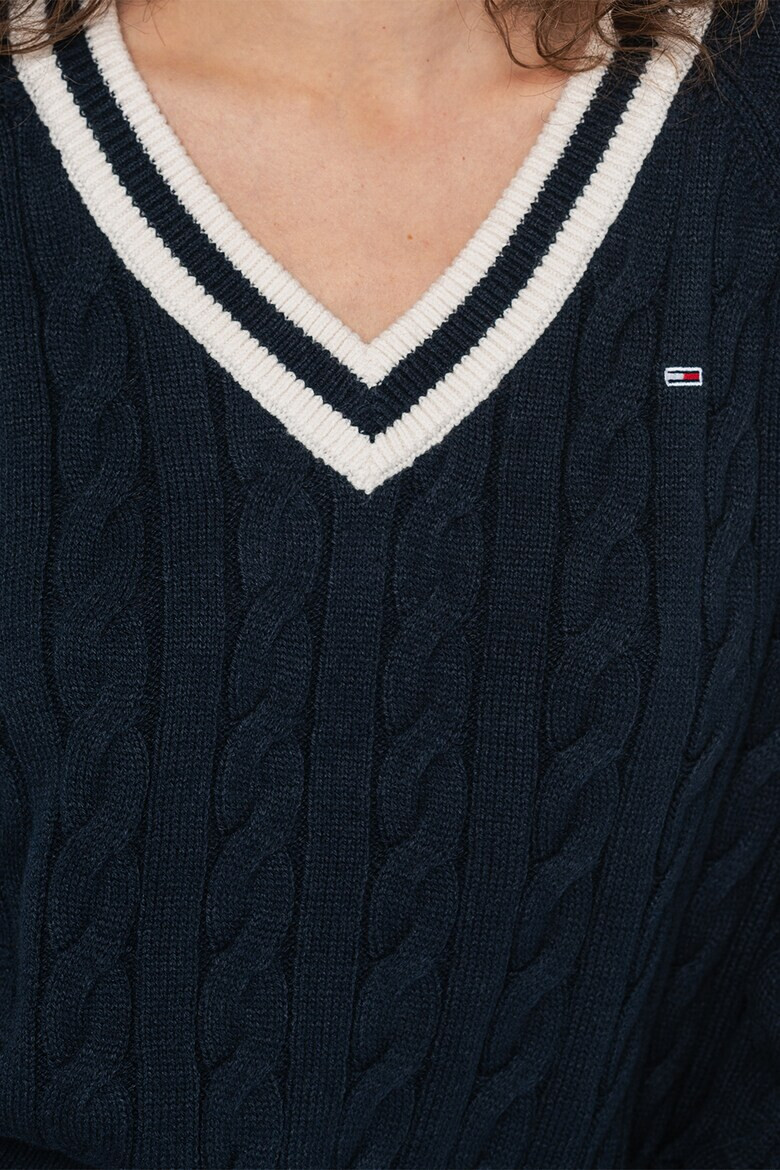 Tommy Jeans Плетен пуловер с шпиц - Pepit.bg