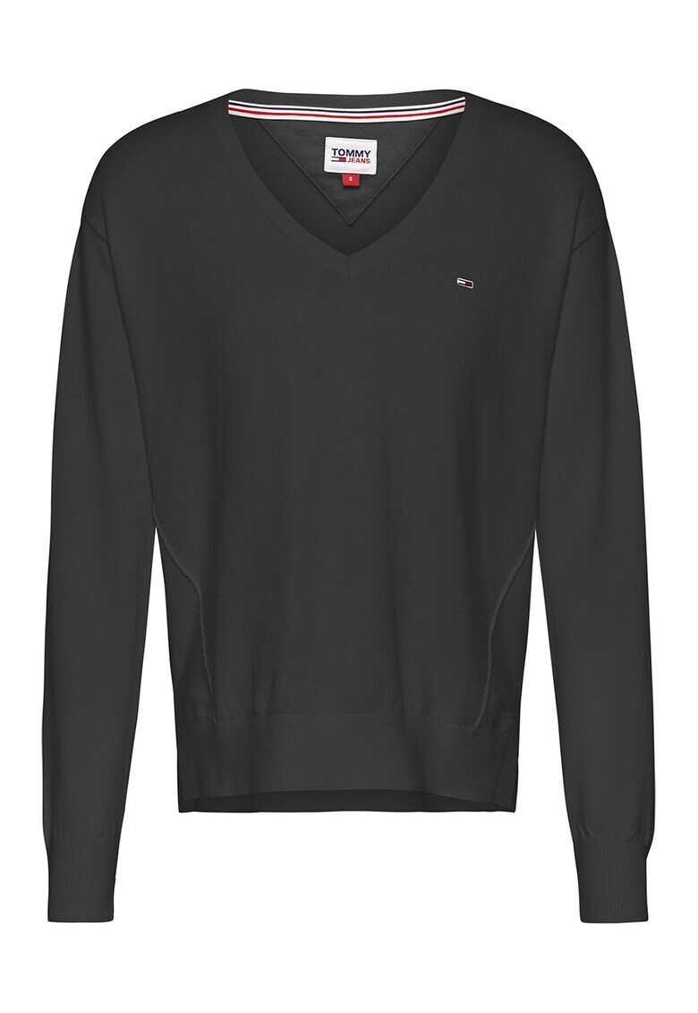 Tommy Jeans Пуловер с шпиц и лого - Pepit.bg