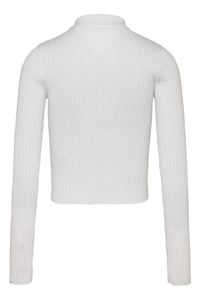 Tommy Jeans Рипсен пуловер с къс цип - Pepit.bg