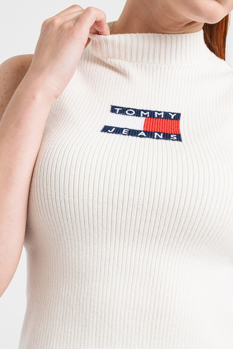 Tommy Jeans Рипсен топ с лого - Pepit.bg