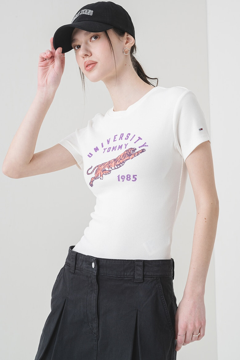 Tommy Jeans Рипсена слим тениска - Pepit.bg
