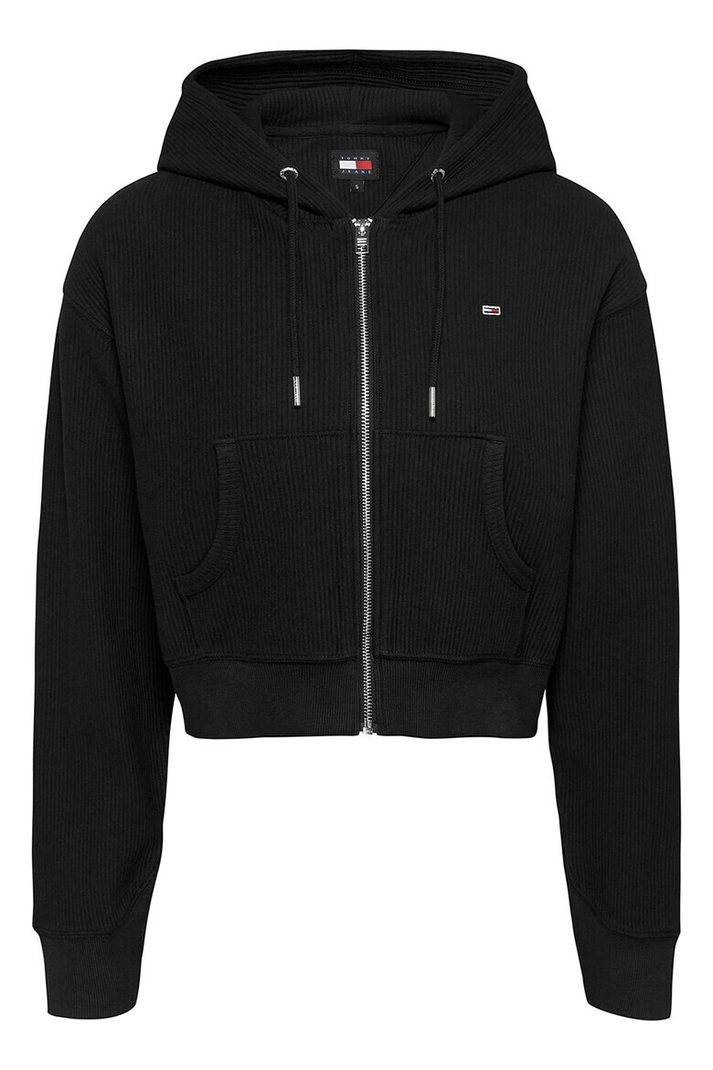 Tommy Jeans Рипсено късо худи с цип - Pepit.bg