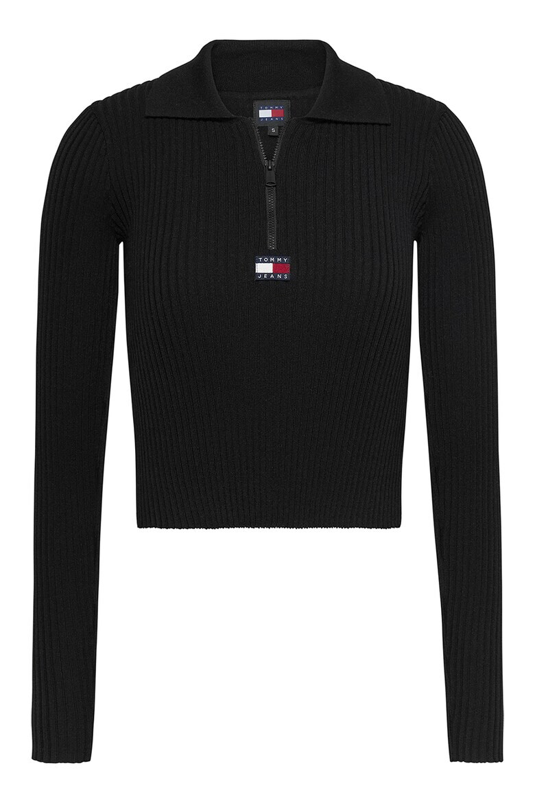 Tommy Jeans Скъсен пуловер с къс цип - Pepit.bg