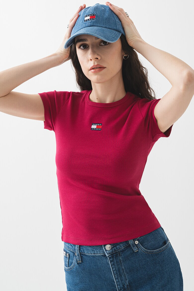 Tommy Jeans Слим тениска с рипс - Pepit.bg