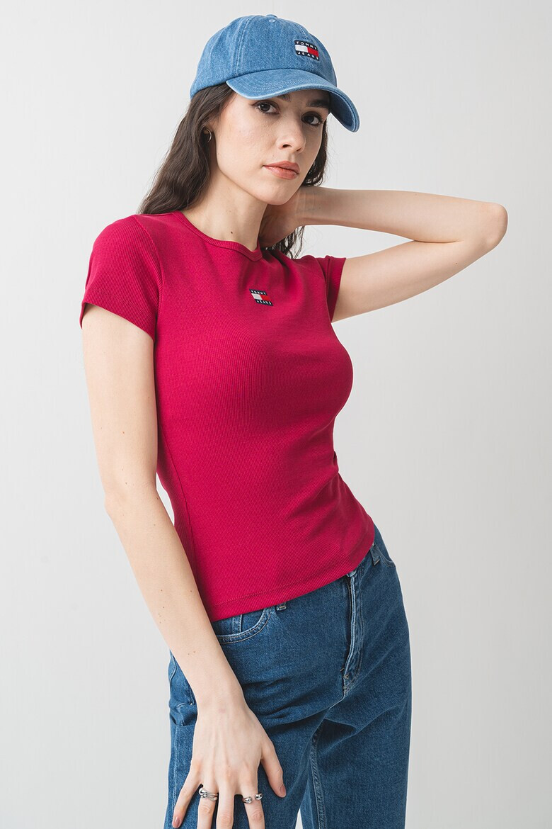 Tommy Jeans Слим тениска с рипс - Pepit.bg