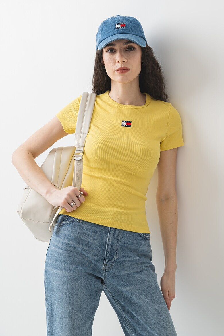 Tommy Jeans Слим тениска с рипс - Pepit.bg