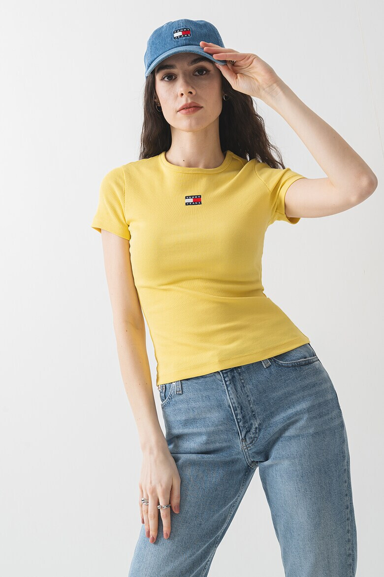 Tommy Jeans Слим тениска с рипс - Pepit.bg
