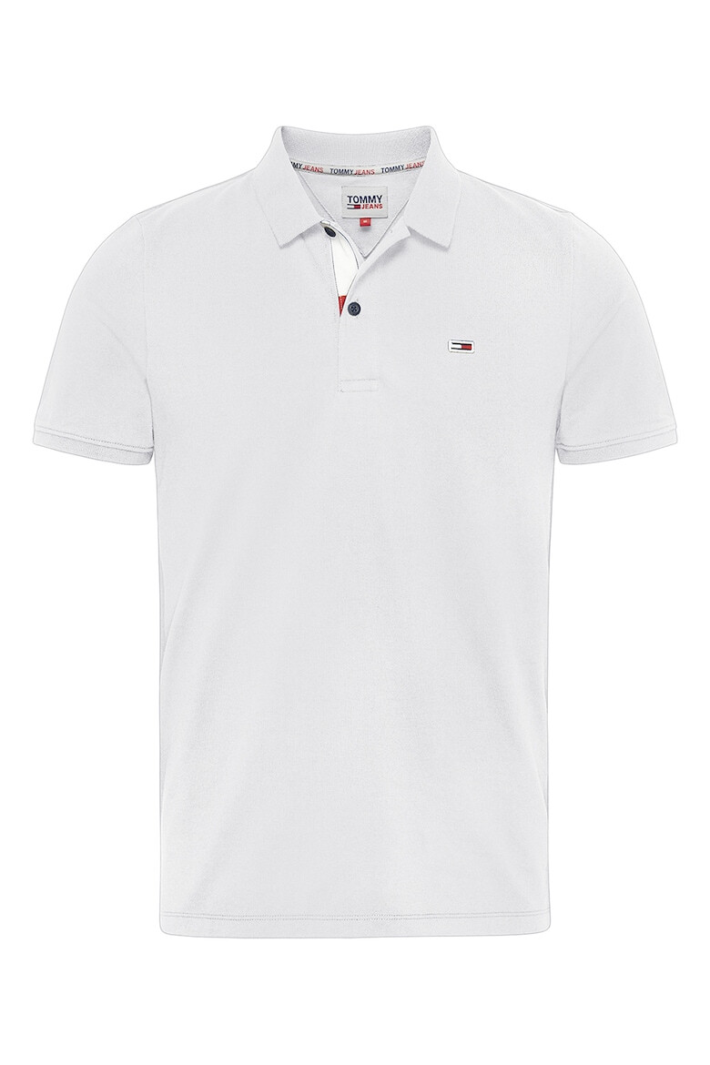 Tommy Jeans Тениска с яка и лого - Бял - Pepit.bg