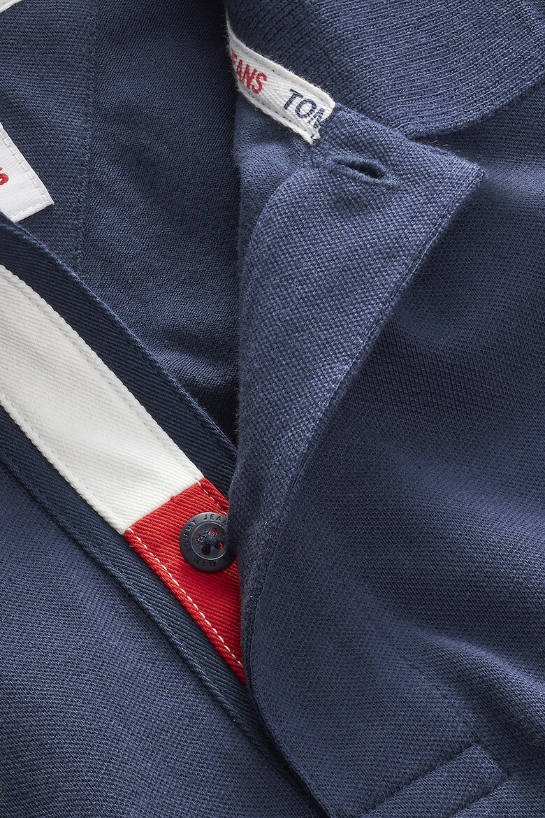 Tommy Jeans Тениска с яка и лого - Тъмносин - Pepit.bg
