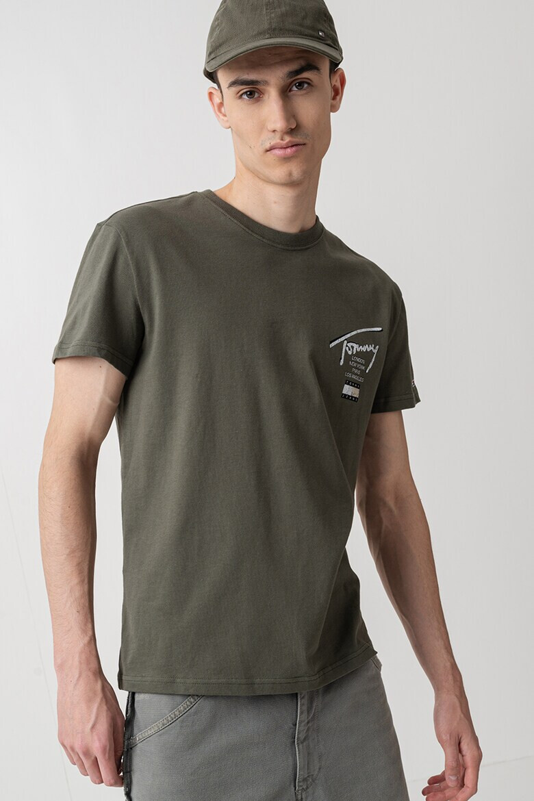 Tommy Jeans Тениска с лого и овално деколте - Pepit.bg