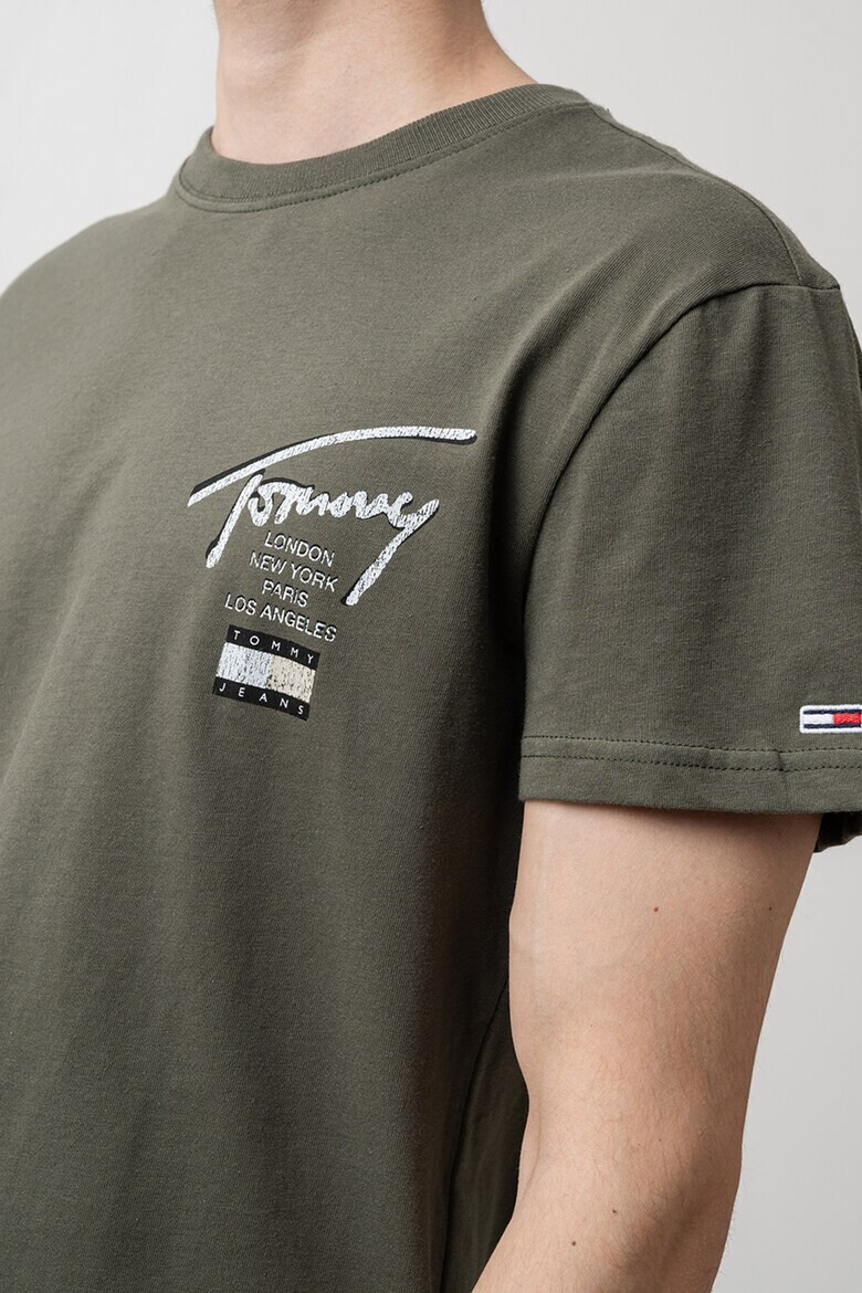 Tommy Jeans Тениска с лого и овално деколте - Pepit.bg