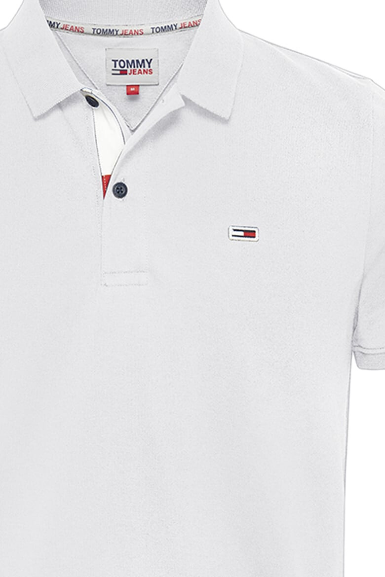 Tommy Jeans Тениска с яка и лого - Бял - Pepit.bg