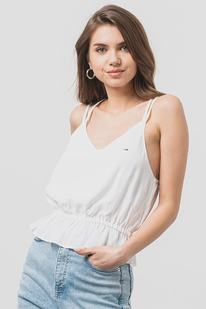 Tommy Jeans Топ с тънки презрамки - Бял - Pepit.bg