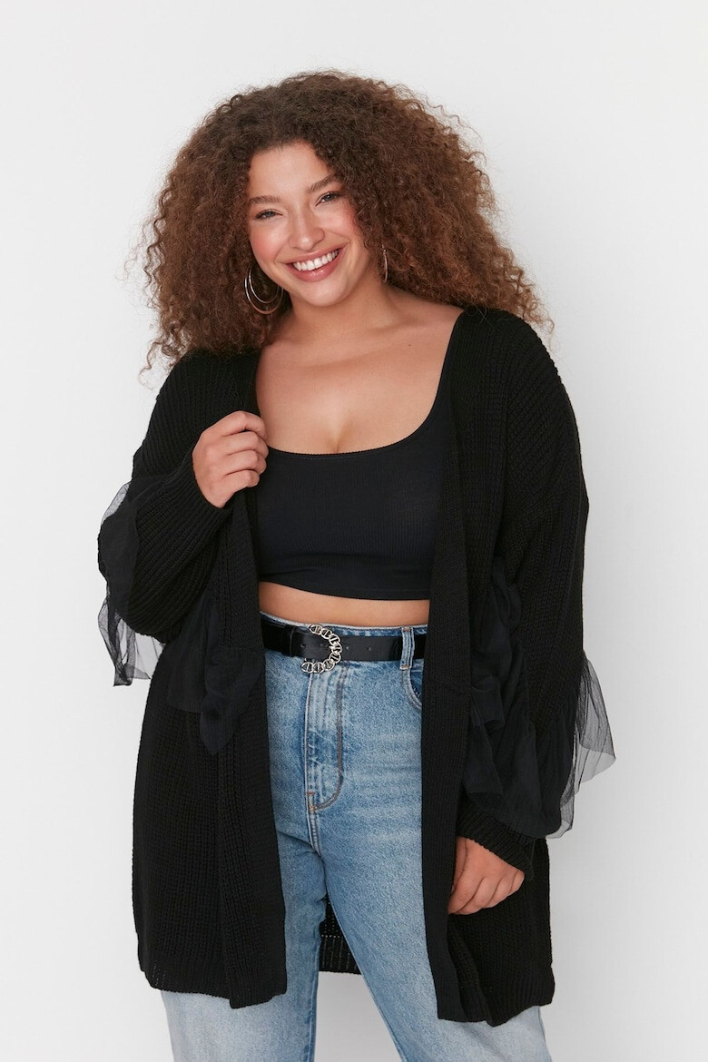 Trendyol Cardigan с дипли от тюл Plus Size - Pepit.bg