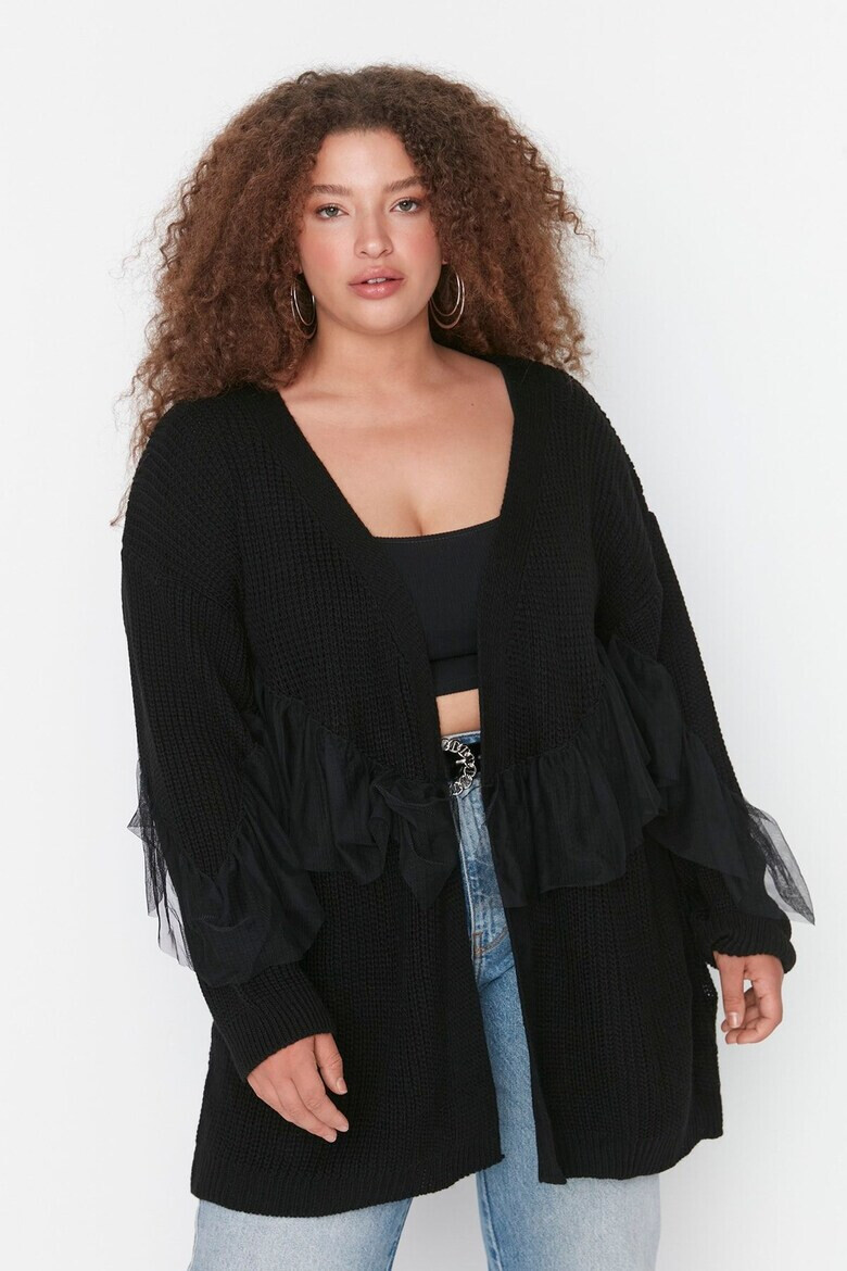 Trendyol Cardigan с дипли от тюл Plus Size - Pepit.bg