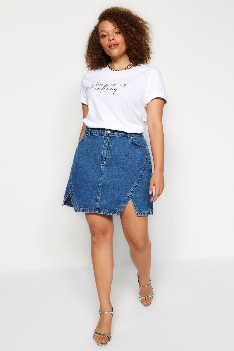 Trendyol Дънкова пола Plus Size с джобове - Pepit.bg