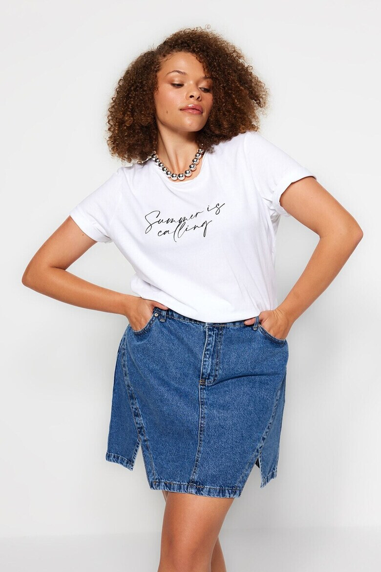 Trendyol Дънкова пола Plus Size с джобове - Pepit.bg
